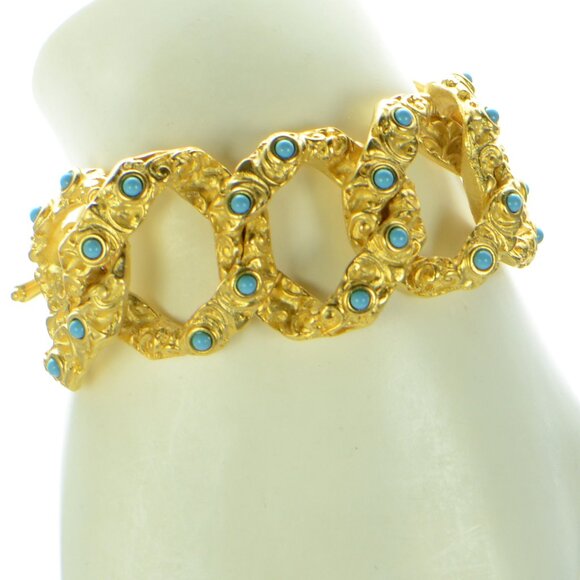 KJL Kenneth Jay Lane Satin Finish Gold-tone Link Bracelet - Picture 1 of 5